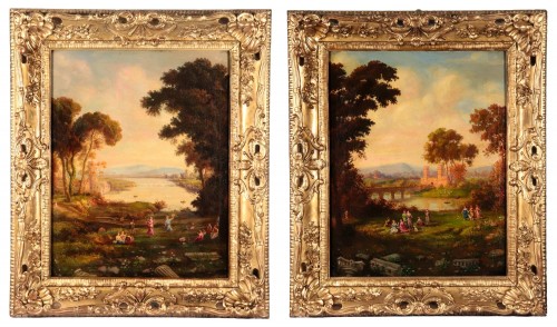 Paysages arcadiens, École romaine du XVIIIe siècle
